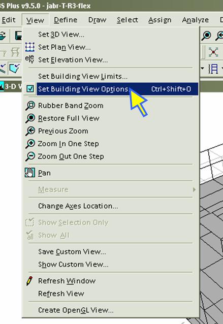 Menu View->Set Building View Options